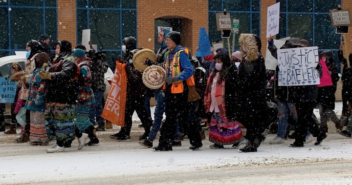 Justice for Baeleigh rally held outside Saskatoon Police Services, City Hall – Saskatoon